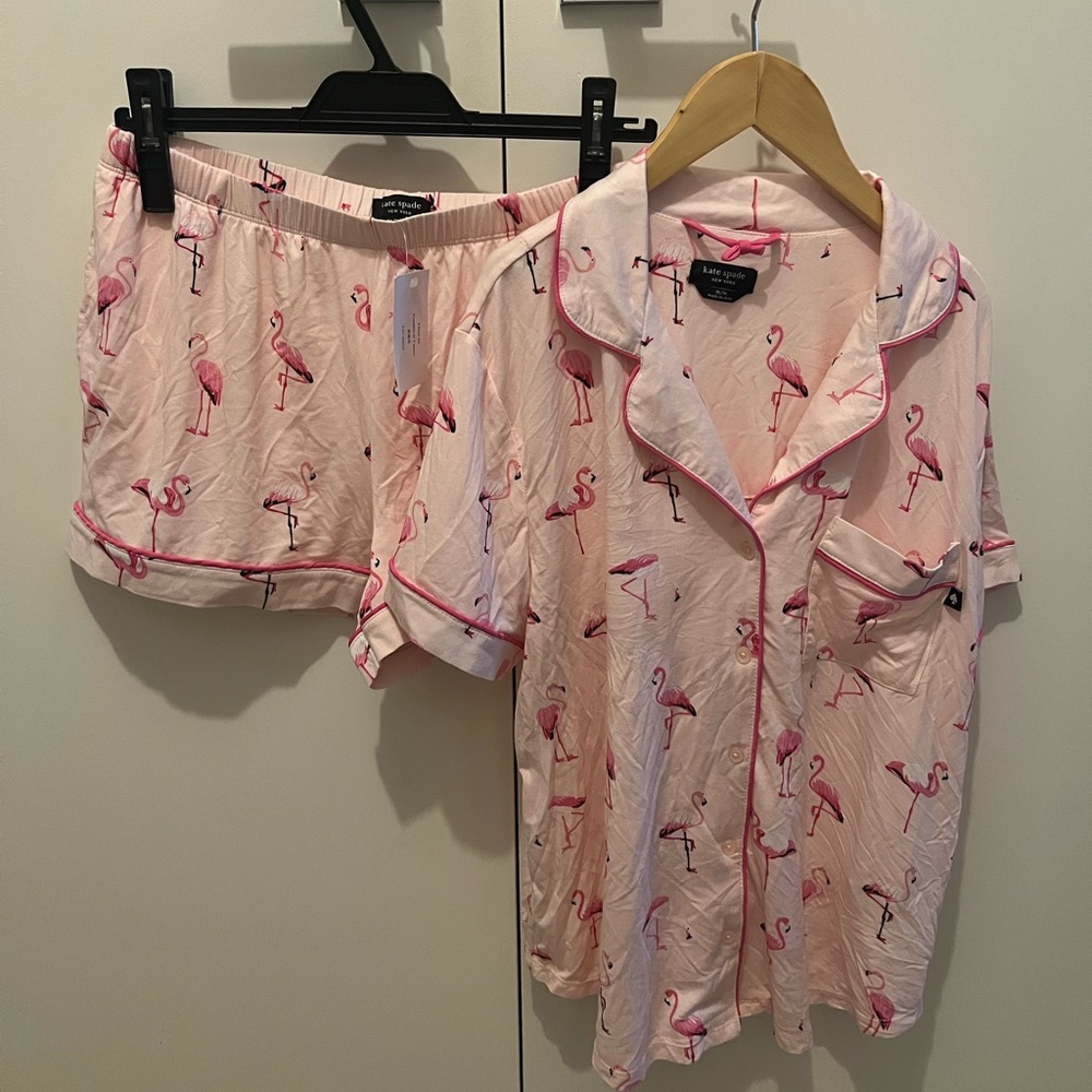 New Kate Spade Pink Flamingo Pajama Set